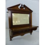 Edwardian mahogany mirrored wall shelf