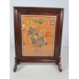 Oak framed fire screen with tapestry work front