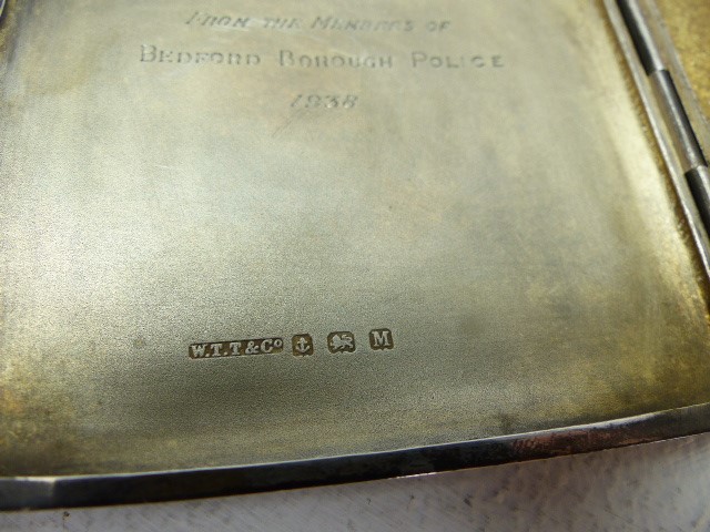 Silver Birmingham hallmarked cigarette case by W.T.T & Co (approx. 98g) initialled RHT - Image 2 of 3