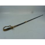 Royal Navy 1805 Pattern Officers sword with leather & Brass scabbard