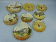 Eight various Royal Doulton seriesware plates to include 'Rosalind', 'Anne Page' and 'Orlando'