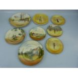 Eight various Royal Doulton seriesware plates to include 'Rosalind', 'Anne Page' and 'Orlando'