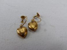 Pair of 9ct Gold Heart shaped earrings