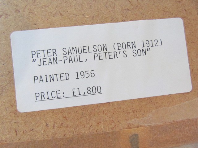 Peter Samuelson (Born 1912): Oil on card painted 1956 entitled "The Artist Son - Jean Paul" signed - Image 7 of 10