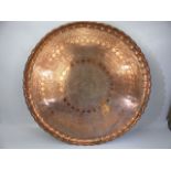 Large Islamic/ Eastern copper plated circular Tray or table top (Diam approx 71cm)