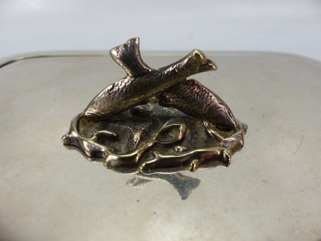 Wooden & Silver coloured metal caviar dish by T Harwood & Son (1865 - 1892) with ceramic lining (A/ - Image 4 of 6