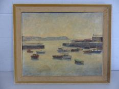 A John Jowitt painting of Lyme Regis Harbour, signed & dated 1967