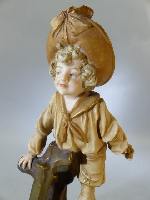 Austrian Turn Wein porcelain figures, of a boy and a girl, E W Turn Wein marks to the base, approx - Image 2 of 5