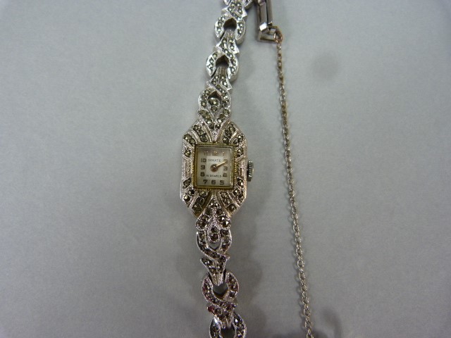 A 1930s Senate cocktail watch set marcasite - Image 2 of 2