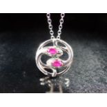 Silver and rubilite snake pendant necklace