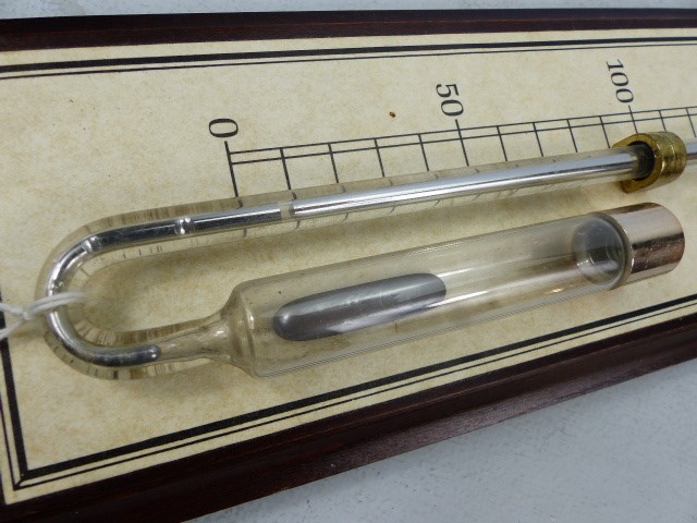 Barometer by Torricelli, with paper dial on oak panel, height 92cm - Image 4 of 4