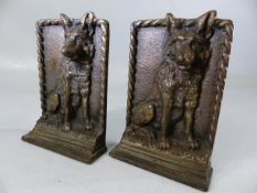 Pair of Bronze Bookends in the form of Dogs