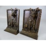 Pair of Bronze Bookends in the form of Dogs