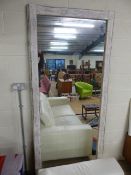 Large oblong white-painted rustic mirror. Approx 228cm x 101cm