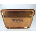 Copper tray with zebra imprint