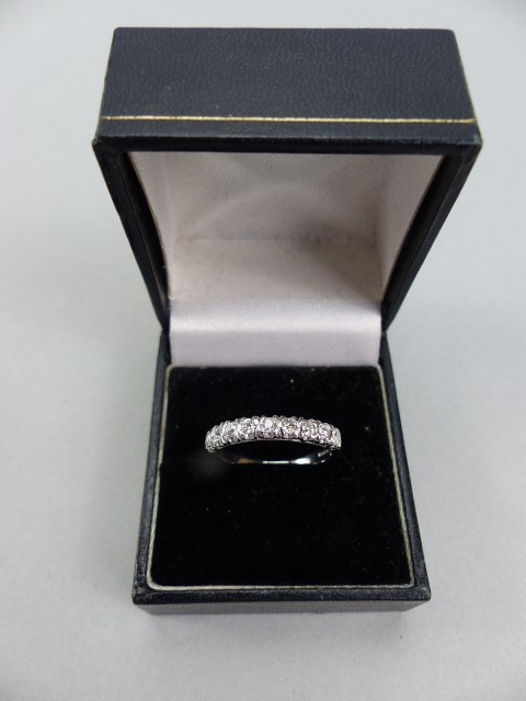 18ct White Gold Half Hoop ET Ring, set with 9 approx: 0.05ct Brilliant cut diamonds. Size approx: ‘ - Image 2 of 4