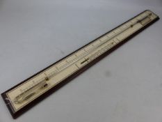 Barometer by Torricelli, with paper dial on oak panel, height 92cm