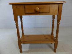 Small pine Hall table with shelf under and a single drawer