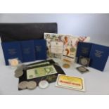 Collection of collectable coins and notes to English One Pound note and Commonwealth games