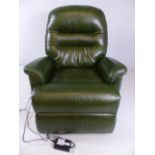Green leather electric riser/recliner chair