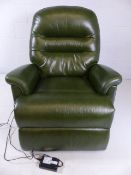 Green leather electric riser/recliner chair