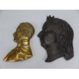 Cast bust of Queen Victoria & a Brass bust of Prince Albert