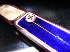 Nazi enamel Tie pin original box marked M. Kleiser & Sons