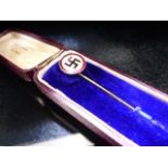 Nazi enamel Tie pin original box marked M. Kleiser & Sons