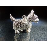 Silver and marcasite set dog brooch