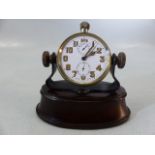 Swiss Made Pocket watch with Alarm on Mahogany base (no glass) A/F