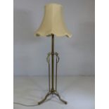 Brass Art Nouveau extendable standard lamp with shade