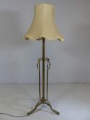 Brass Art Nouveau extendable standard lamp with shade