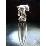 Silver bookmark with rooster finial