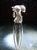 Silver bookmark with rooster finial