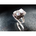 Silver, CZ and Opal panelled dress ring