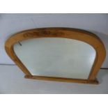 Large pine overmantle mirror with carved floral decoration