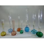 Collection of eight glass bud vases