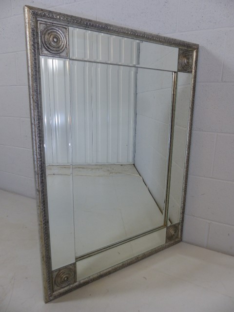 Contemporary mirror with silver coloured surround approx. 100cm x 75cm