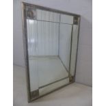 Contemporary mirror with silver coloured surround approx. 100cm x 75cm