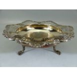 Hallmarked Silver large bon bon dish or bowl, by Mappin & Webb on three claw feet (total weight