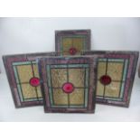 Four leaded stained glass windows