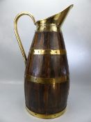 Large copper-bound jug approx. height 60cm, with brass handle