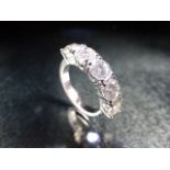18ct white gold five stone diamond ring of 3.09cts