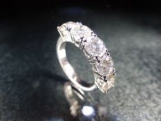 18ct white gold five stone diamond ring of 3.09cts