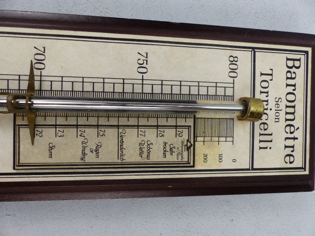 Barometer by Torricelli, with paper dial on oak panel, height 92cm - Image 2 of 4