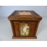 Modern four seasons hand painted box with decoupage panels depicting the seasons and black velvet