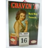 Breweriana: Craven "A" tin plate sign with metal inserts for a Calender