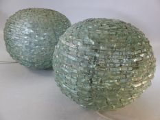 Pair of Mid century circular lamps made from shards of glass