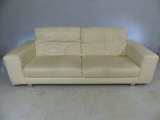 Large white Italian leather sofa (3 seater - 229cm wide) - excellent condition.