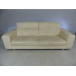 Large white Italian leather sofa (3 seater - 229cm wide) - excellent condition.